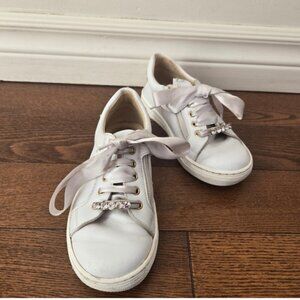 Andanines White leather sneakers with glitter detail size 11.5 (EU29)